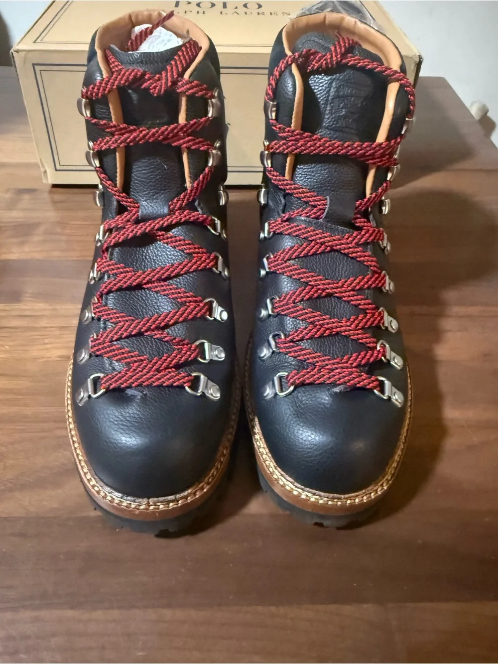 Polo Ralph Lauren Alpine Leather Trail Boot Men’s Size 11 Black Logo Boots